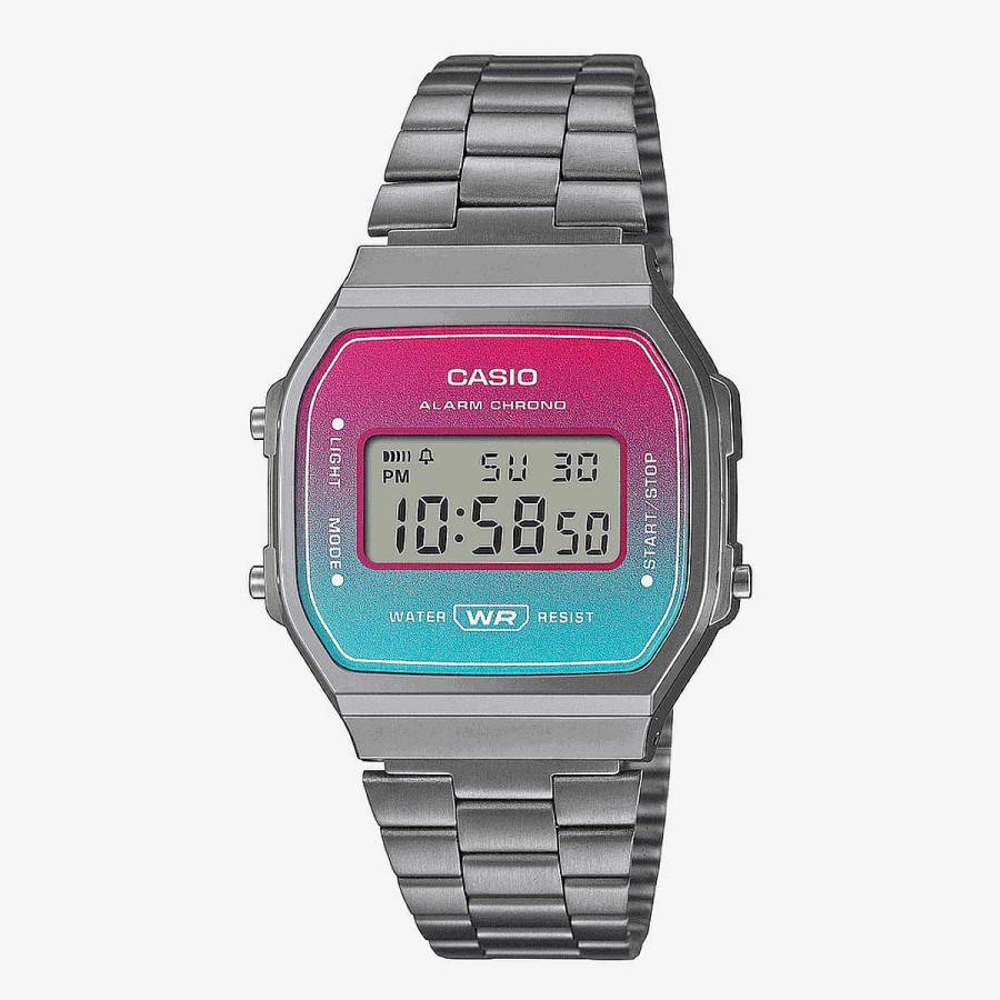 Relojes Casio | Reloj Casio Vintage Iconic Acero Plateado Esfera Degradada Rosa Y Azul