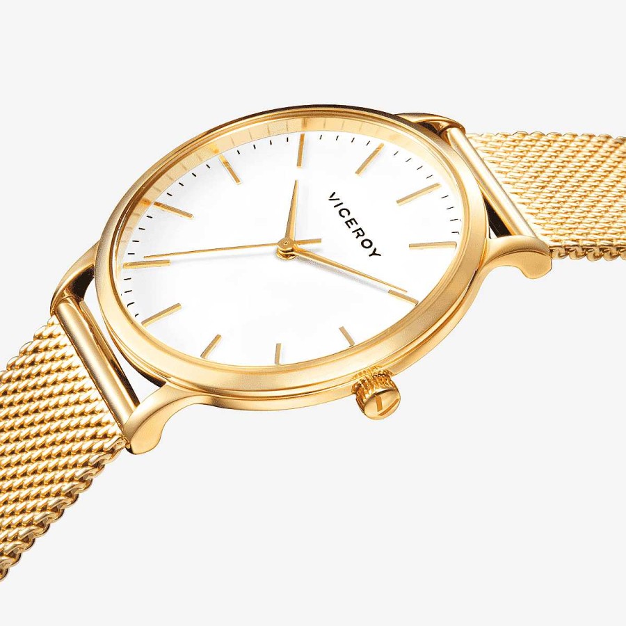 Relojes Viceroy | Reloj Viceroy Kiss, Brazalete Malla Acero Dorado, Esfera Blanca