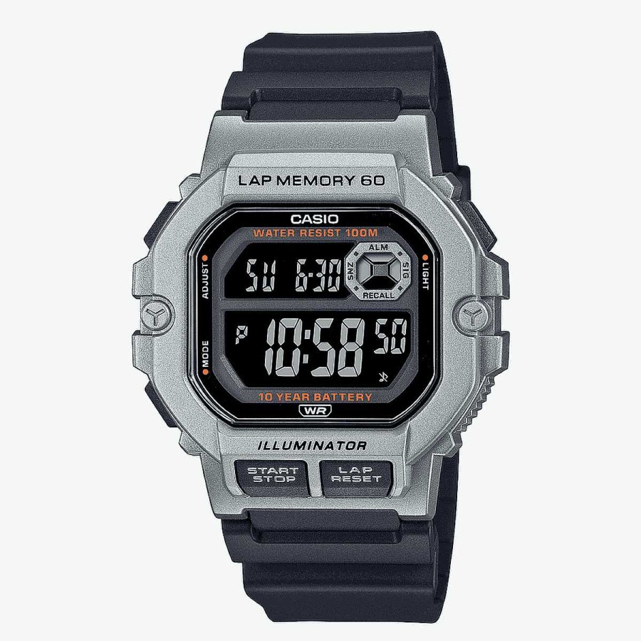 Relojes Casio | Reloj Casio Collection Pl Stico Negro Caja Rectangular Plateada