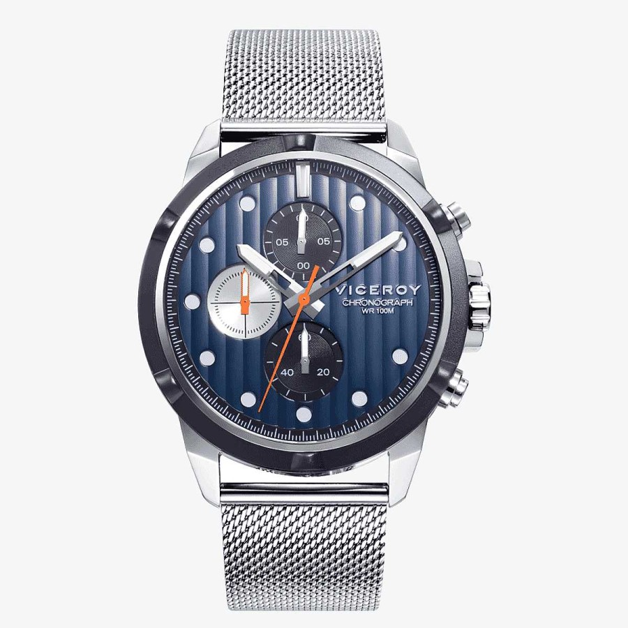 Relojes Viceroy | Reloj Viceroy Switch, Cron Grafo, Brazalete Malla Acero Plateado, Esfera Azul