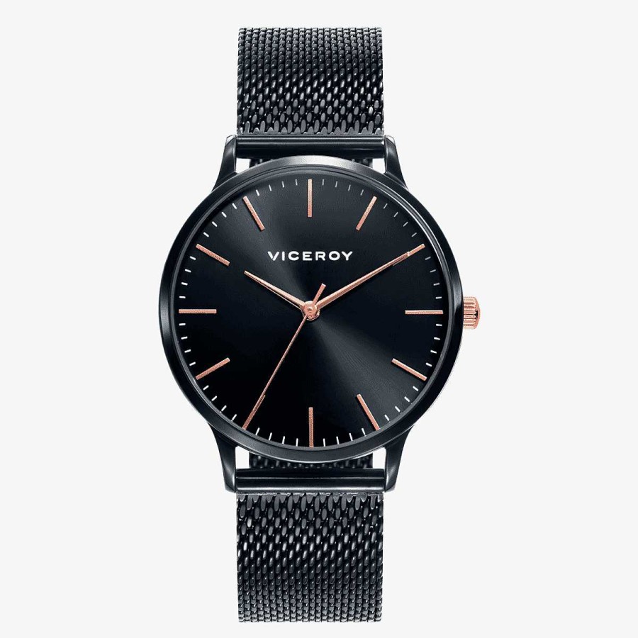 Relojes Viceroy | Reloj Viceroy Kiss, Brazalete Malla Acero Negro, Esfera Negra