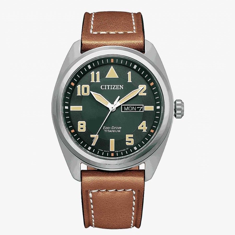 Relojes Citizen | Reloj Citizen Garrison Brazalete Cuero Esfera Verde