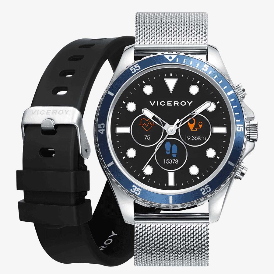 Relojes Viceroy | Reloj Viceroy Smartwatch Smartpro, Dobre Brazalete Silicona Y Malla Acero Plateado