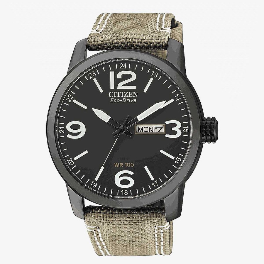 Relojes Citizen | Reloj Citizen Of Collection 3 Agujas Esfera Negra Brazalete Beig