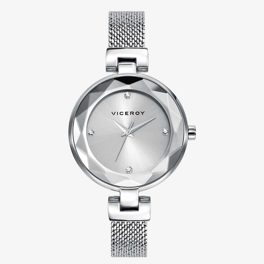 Relojes Viceroy | Reloj Viceroy Chic, Tres Agujas, Brazalete Minimal Malla Acero Plateado, Esfera Plateada