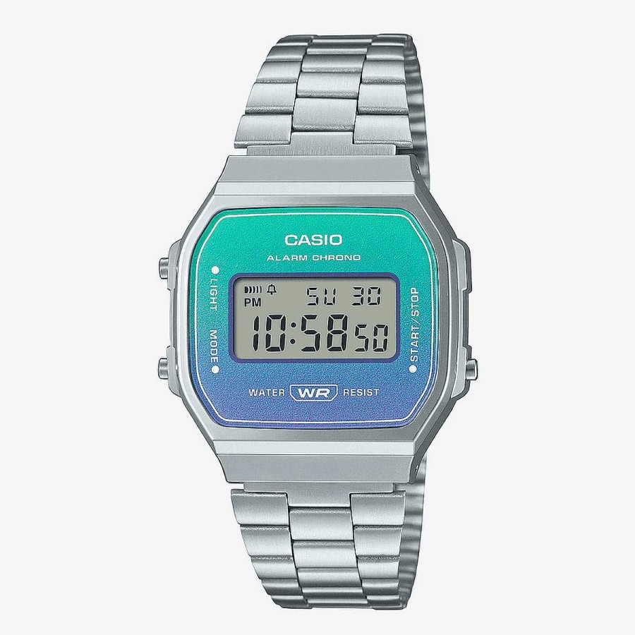 Relojes Casio | Reloj Casio Vintage Iconic Acero Plateado Esfera Degradada Azul