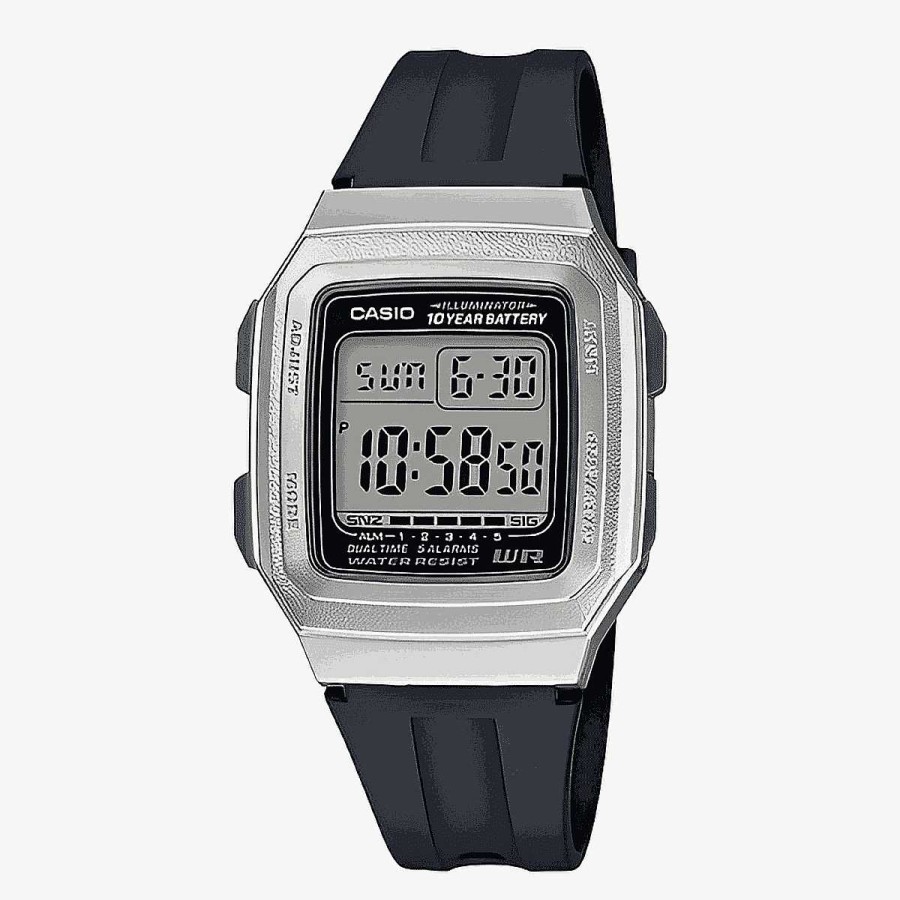 Relojes Casio | Reloj Casio Collection Brazalete Plastico Negro Caja Plateada