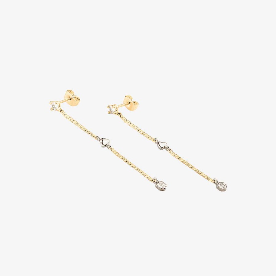 Joyer A Agatha Paris | Pendientes Largos Monamour De Agatha Paris - Oro / Plata