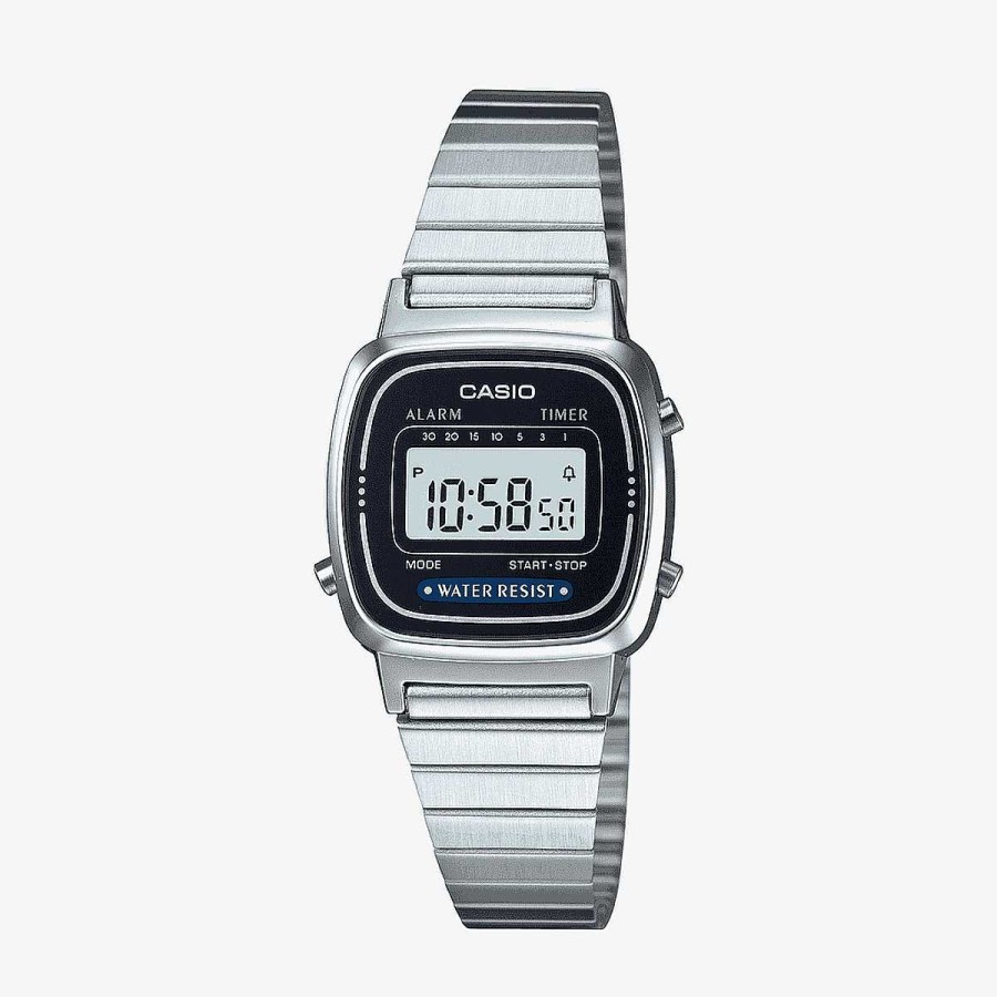 Relojes Casio | Reloj Casio Vintage Mini Acero Plateado Esfera Cuadrada Negra