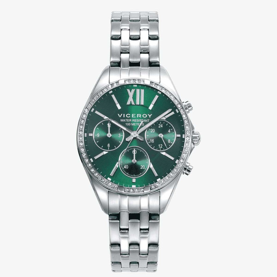 Relojes Viceroy | Reloj Viceroy Chic, Brazalete Acero Plateado, Esfera Verde