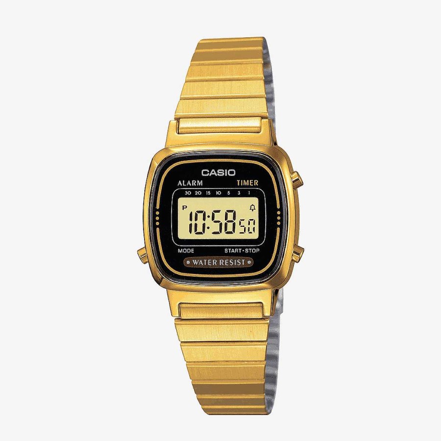 Relojes Casio | Reloj Casio Vintage Mini Acero Dorado Esfera Negra Digital