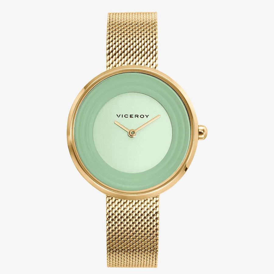 Relojes Viceroy | Reloj Viceroy Kiss, Brazalete Malla Acero Dorado, Esfera Verde