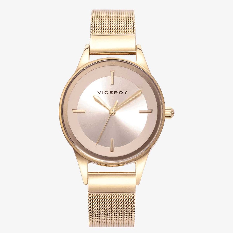 Relojes Viceroy | Reloj Viceroy Kiss, Brazalete Malla Acero Dorado, Esfera Rosa