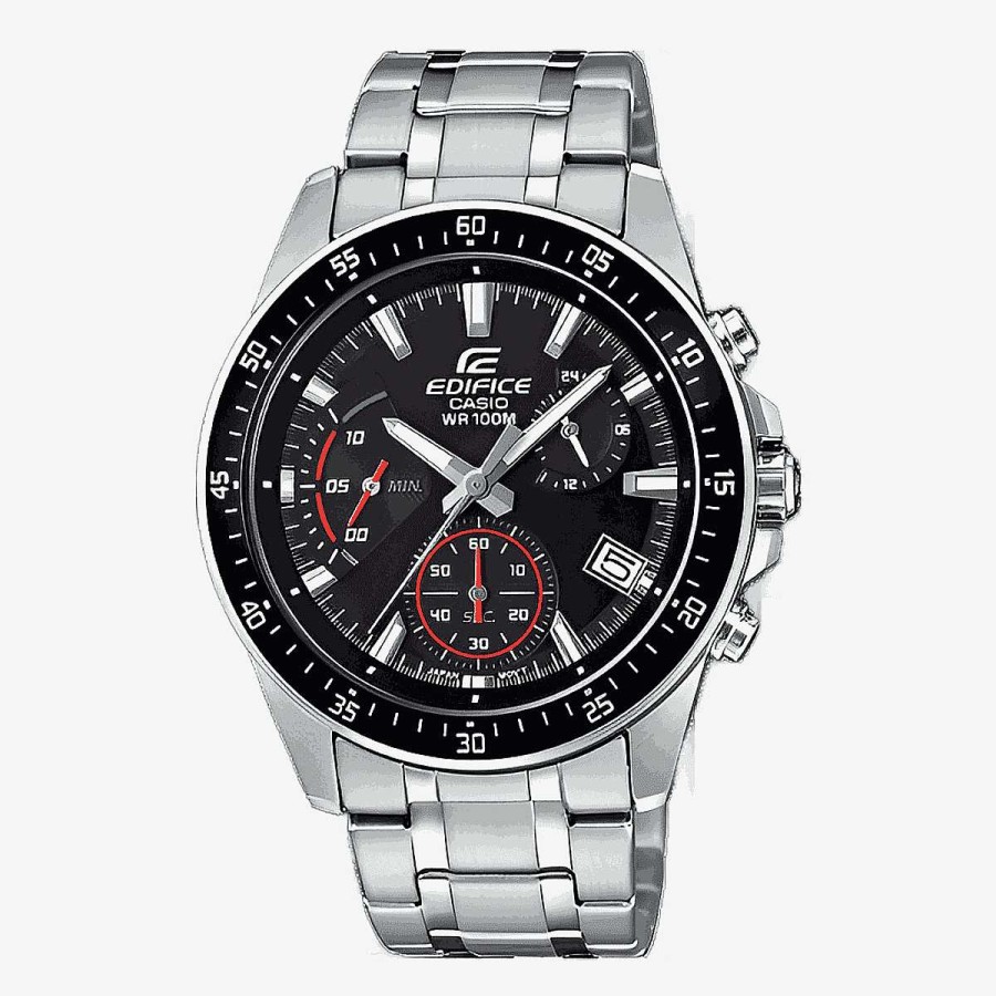 Relojes Casio | Reloj Casio Edifice Crono Acero Plateado Esfera Negra