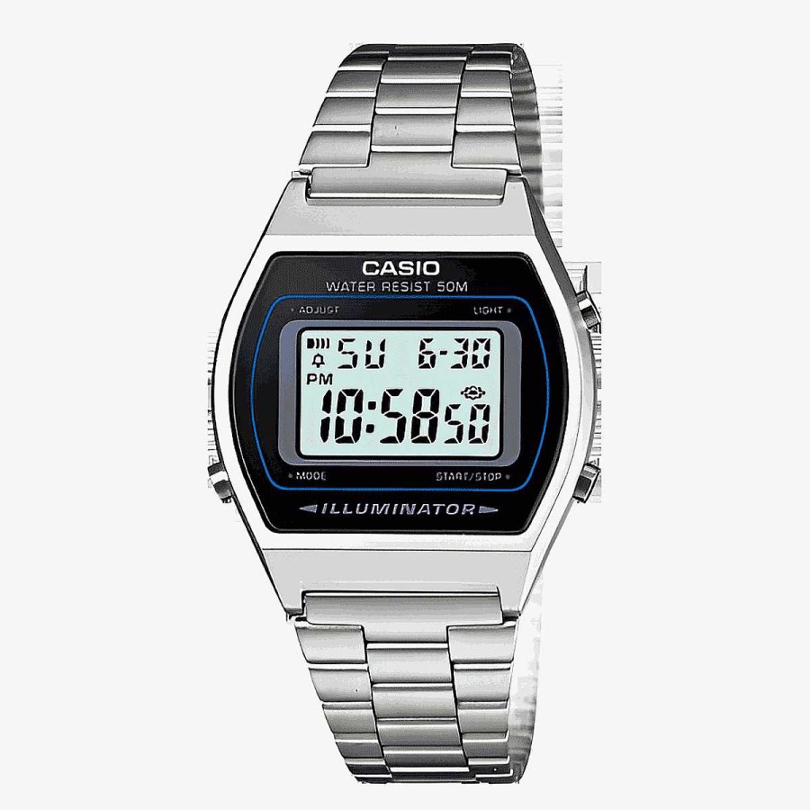 Relojes Casio | Reloj Casio Vintage Edgy Acero Plateado Esfera Negra