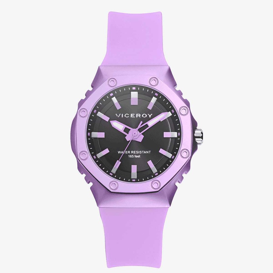 Relojes Viceroy | Reloj Viceroy Colors, Brazalete Silicona Lila, Esfera Negra