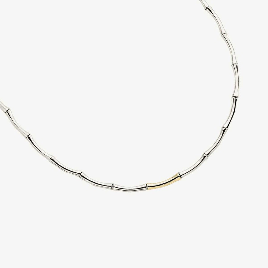 Joyer A Agatha Paris | Collar Corto Bamboo De Agatha Paris - Plata / Oro