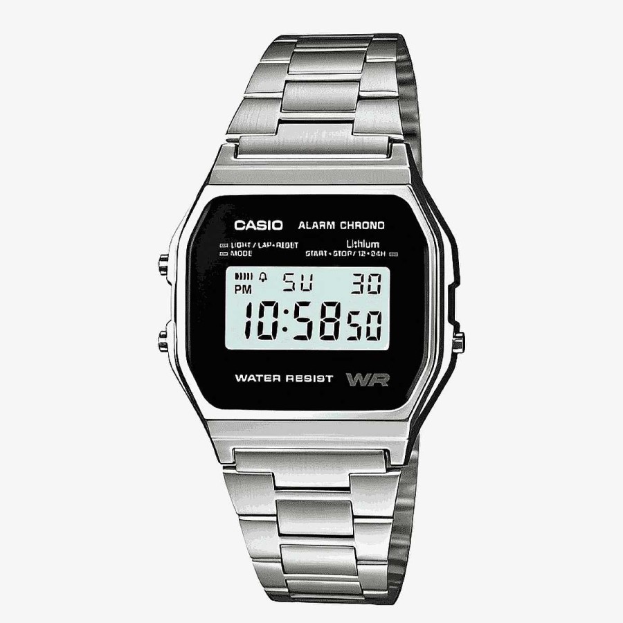 Relojes Casio | Reloj Casio Vintage Iconic Acero Plateado Esfera Negra Rectangular