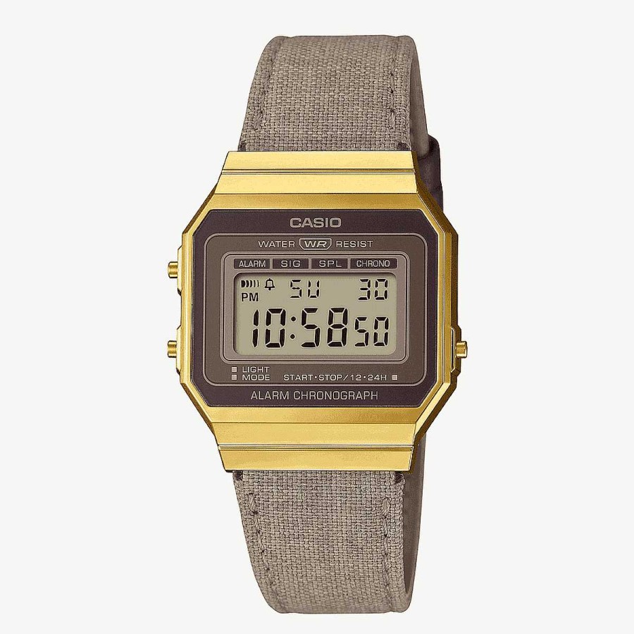 Relojes Casio | Reloj Casio Vintage Iconic Brazalete Tela Marr N Caja Dorada