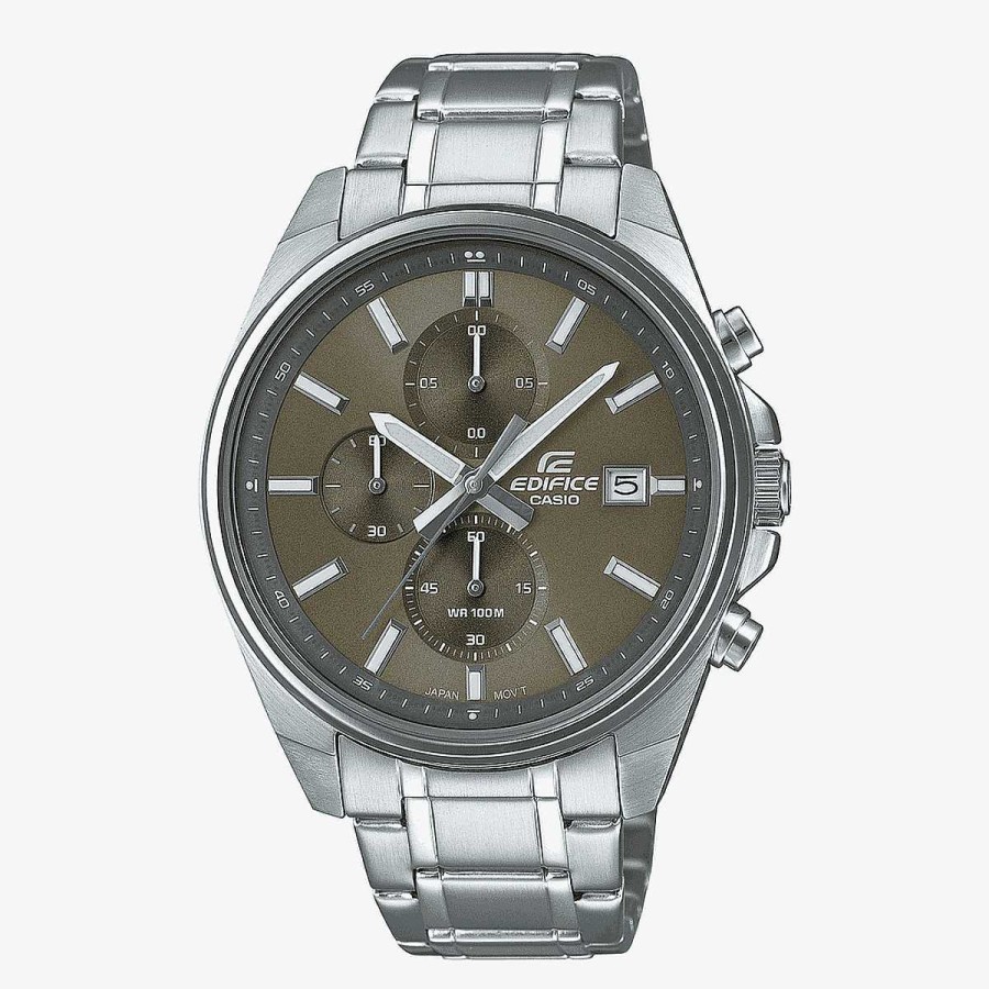 Relojes Casio | Reloj Casio Edifice Crono Acero Plateado Esfera Caqui