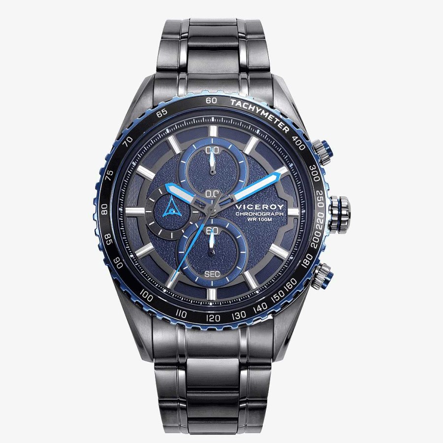 Relojes Viceroy | Reloj Viceroy Magnum, Cron Grafo, Brazalete Acero Gris, Esfera Azul