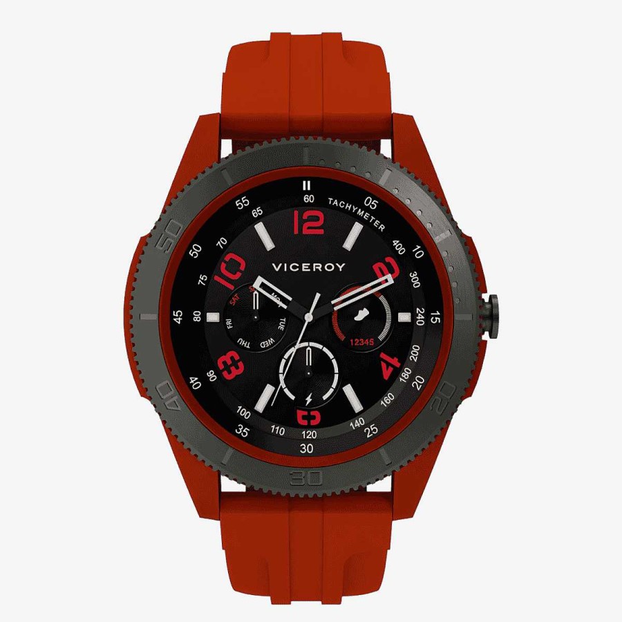 Relojes Viceroy | Reloj Smartwatch Viceroy Smartpro, Dobre Brazalete Caucho Rojo Y Negro