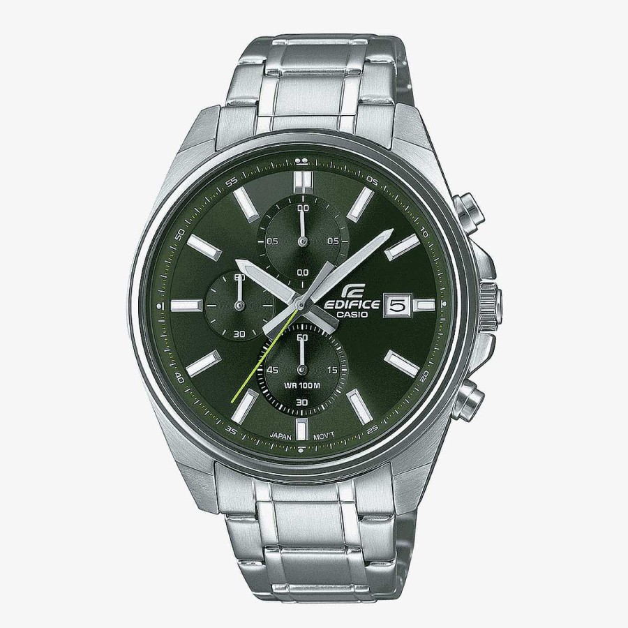 Relojes Casio | Reloj Casio Edifice Crono Acero Plateado Esfera Verde