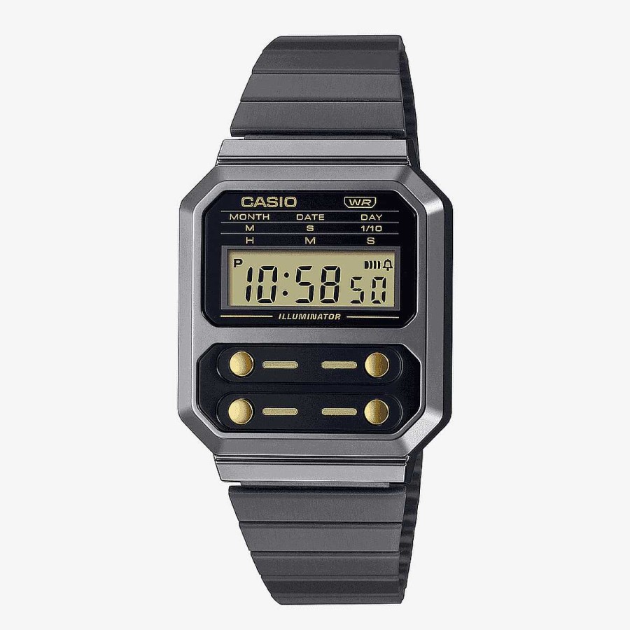 Relojes Casio | Reloj Casio Vintage Edgy Acero Negro Esfera Negra