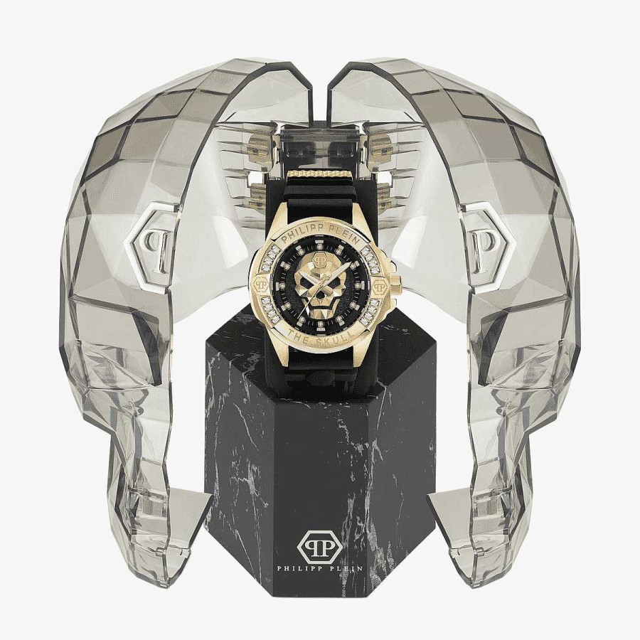 Relojes Philipp Plein | Reloj Philipp Plein $Kulll Genderless Brazalete Silicona Negro Caja Dorada