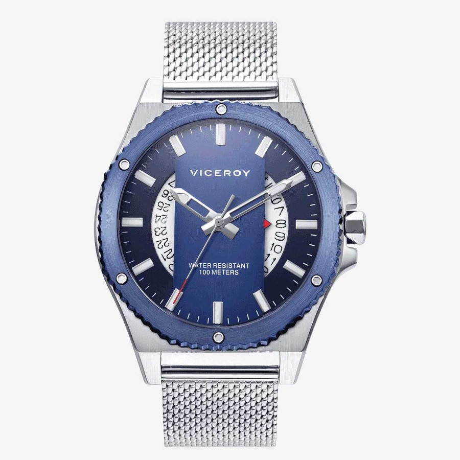 Relojes Viceroy | Reloj Viceroy Magnum Juan Betancour, Brazalete Malla Acero Plateado, Esfera Azul