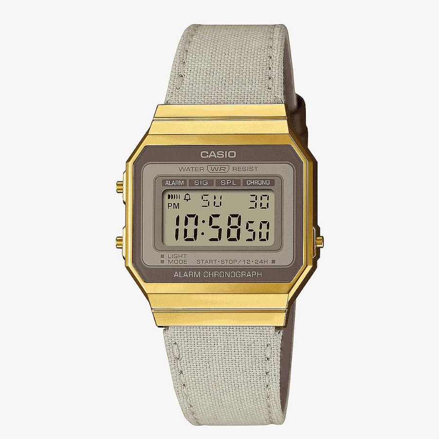 Relojes Casio | Reloj Casio Vintage Iconic Brazalete Tela Beig Caja Dorada