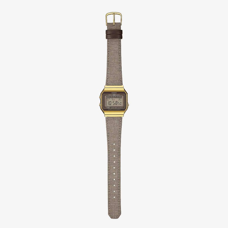 Relojes Casio | Reloj Casio Vintage Iconic Brazalete Tela Marr N Caja Dorada