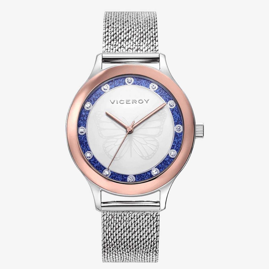 Relojes Viceroy | Reloj Viceroy Kiss, Brazalete Malla Acero Plateado, Esfera Bicolor Circonitas