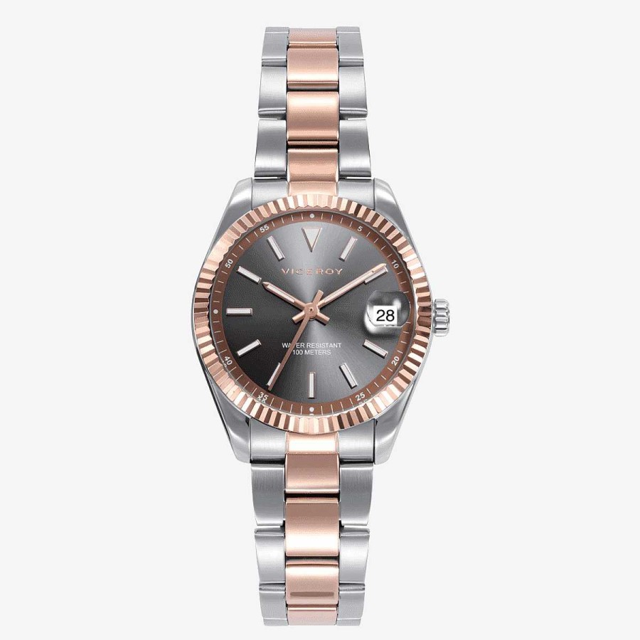 Relojes Viceroy | Reloj Viceroy Chic, Brazalete Acero Bicolor, Esfera Gris