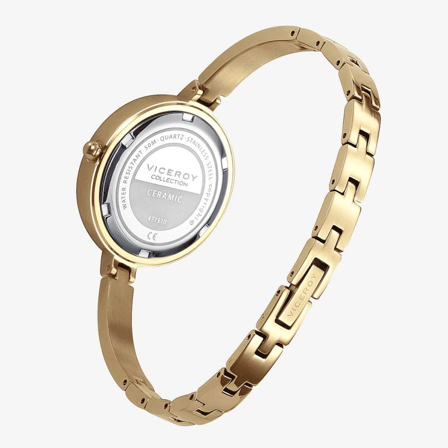 Relojes Viceroy | Reloj Viceroy Cer Mica, Tres Agujas, Brazalete Minimal Acero Dorado, Esfera Marr N