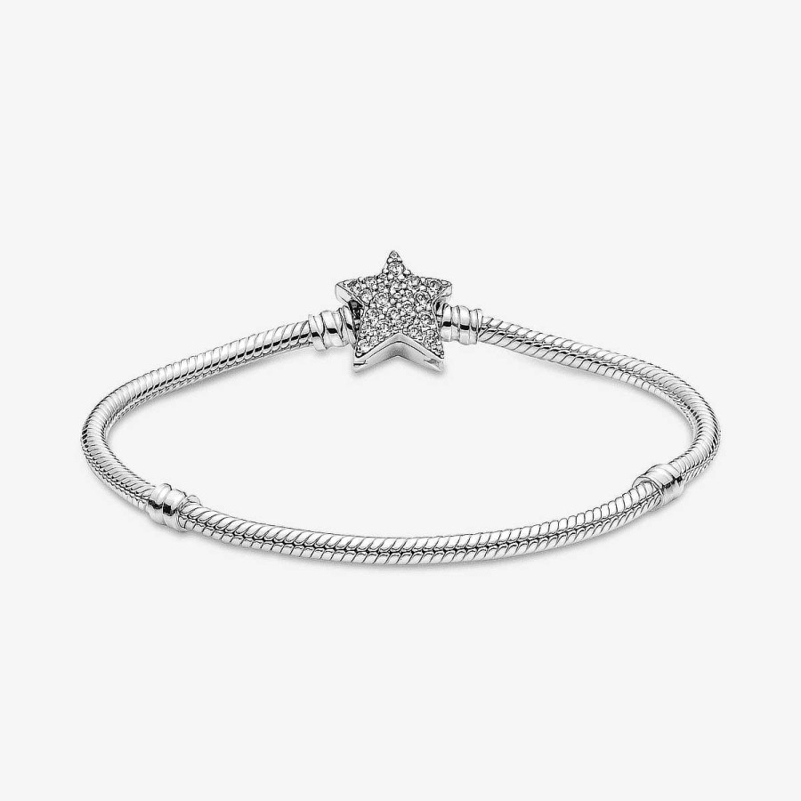 Joyer A Pandora | Pulsera Pandora Moments Cadena De Serpiente Con Cierre De Estrella Asim Trica