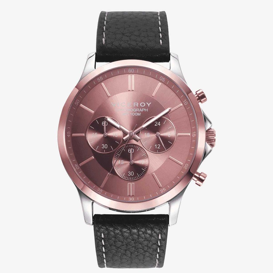 Relojes Viceroy | Reloj Viceroy Dress, Brazalete Piel Negro, Esfera Rosa