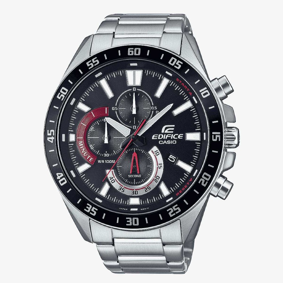 Relojes Casio | Reloj Casio Edifice Crono Acero Plateado Esfera Bicolor Bisel Negro