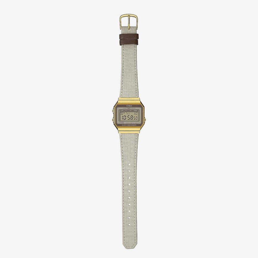 Relojes Casio | Reloj Casio Vintage Iconic Brazalete Tela Beig Caja Dorada