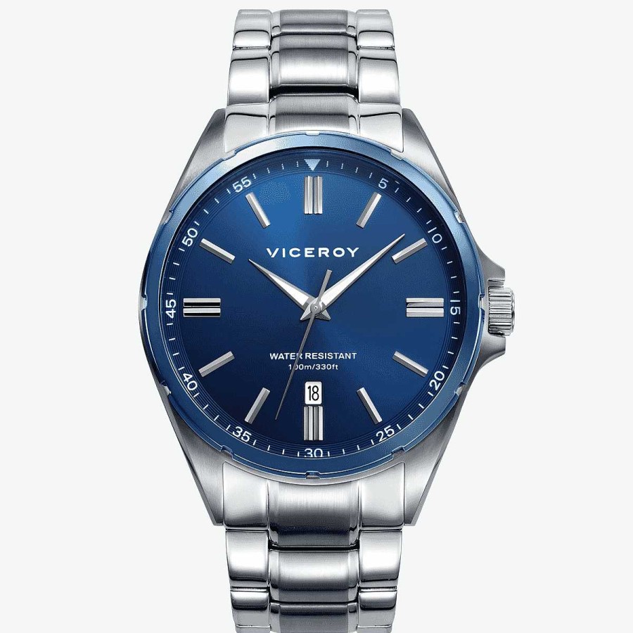 Relojes Viceroy | Reloj Viceroy Magnum, 2 Agujas, Brazalete Acero Plateado, Esfera Azul