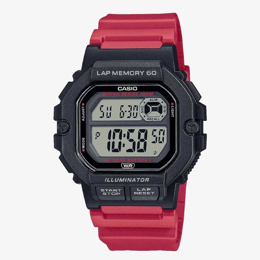 Relojes Casio | Reloj Casio Collection Pl Stico Rojo Caja Rectangular Negra